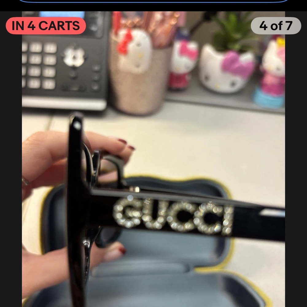 Gucci Black Sunglasses with Yellow Case - Picture 5 of 6